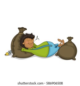Vector illustration. Isolated object on a white background.The character is drawn by hand.