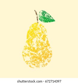 Vector illustration. Isolated object. Pear yellow with leaves. Icon