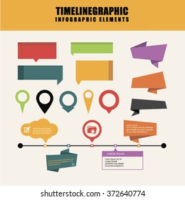 Vector illustration. Isolated objects. TIME LINE info graphic. location. speech bubbles