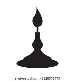 Vector illustration of an isolated oil lamp with a burning flame, a light and fire symbol