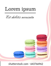 Vector illustration isolated on background Tasty colorful french macaron.