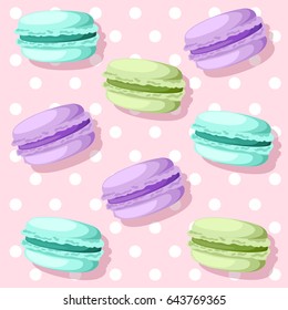 Vector illustration isolated on background Tasty colorful french macaron.