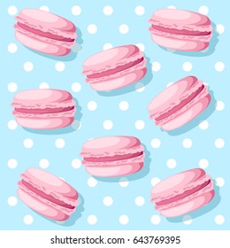 Vector illustration isolated on background Tasty colorful french macaron.