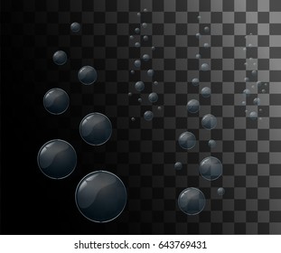 Vector illustration isolated on background White water bubbles with reflection set on transparent background 