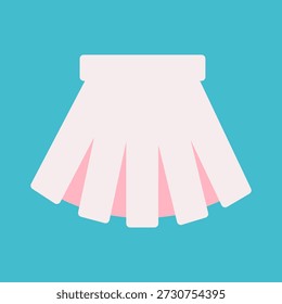  La Ilustración vectorial está aislada sobre fondo azul brillante. Icono de la falda plisada de la camisa de golf. Ropa de polo blanca para el deporte. Logotipo plano con equipo de tenis