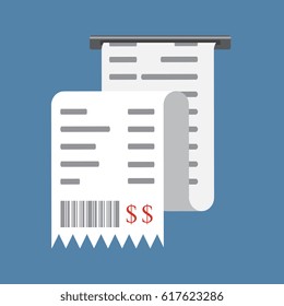 Vector illustration isolated on a colored background. Invoice, payment  sconcept, icon. Bill, financial check, reciept. 