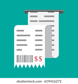 Vector illustration isolated on a colored background. Invoice, payment  sconcept, icon. Bill, financial check, reciept. 
