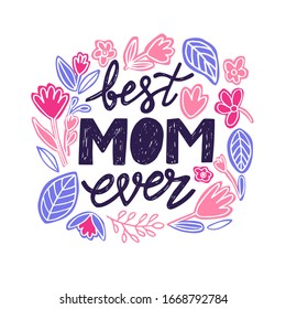 Vector illustration isolated on white background with flower wreath. Concept in doodle hand drawn style. It can be used for poster, postcard, t-shirt print, flyer and other design.