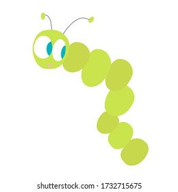 vector illustration isolated on white background cartoon green caterpillar