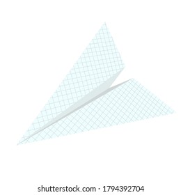 vector illustration isolated on white background paper airplane from a notebook sheet