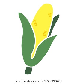 Maíz. Ilustración vectorial, aislada en un fondo blanco.