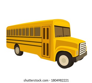 vector illustration isolated on white background yellow school bus