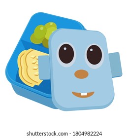 vector illustration isolated on white background kids lunch box for breakfast / snack to school