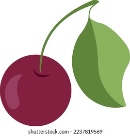 Vector illustration isolated on a white background. Tasty cherry for sticker pack, postcard.
