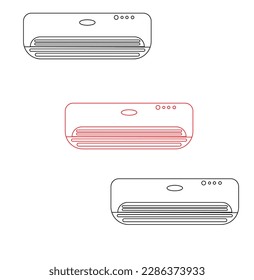 Vector Illustration. Isolated on White Background. Editable Stroke.Air Conditioner Outline Icon. AC Line Art Logo. 