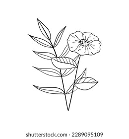 Ilustración vectorial aislada en fondo blanco. Filas negras de los iconos de las flores. Vector aislado de elementos florales.