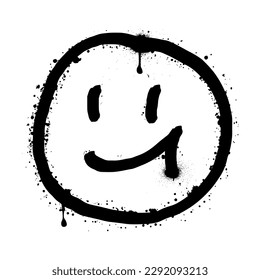 vector illustration isolated on white background, Spray painted graffiti happy face emoticon