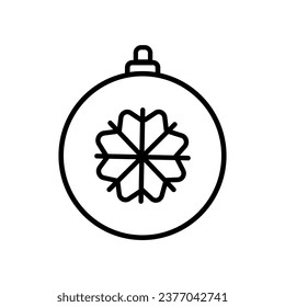 Ilustración vectorial aislada en fondo blanco. Icono de bola de Navidad con decoración. Diseño plano. Ilustración vectorial aislada en fondo blanco.