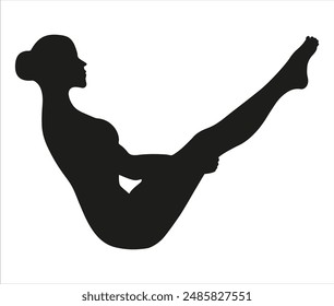 vector illustration isolated on white background of a young healthy girl doing yoga