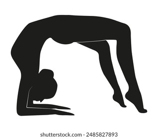 vector illustration isolated on white background of a young healthy girl doing yoga