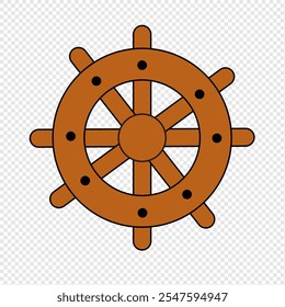 Vector illustration isolated on white background steering wheel icon. Captain's Rudder. Ship wheel.