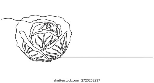 Ilustración vectorial aislada en el fondo blanco, continuo una sola línea mínima dibujando lechuga, lechuga continua una línea dibujando, lechuga dibujando, lechuga dibujada a mano icono.