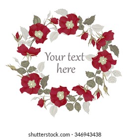 Vector illustration isolated on white background frame of flowers. The original design for printing on paper and clothes, creating greeting cards, congratulations and invitations with space for text.