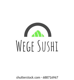 Vector illustration isolated on white background of Vegan sushi logo concept. Wege sushi, Vegan sushi concept logo