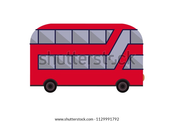 Vector\
illustration isolated on white background. English red\
double-decker bus side view flat style. Element infographic,\
website, icon, postcards, place for text.\
