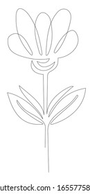 Vector illustration of isolated one continuous line design flower on the white background