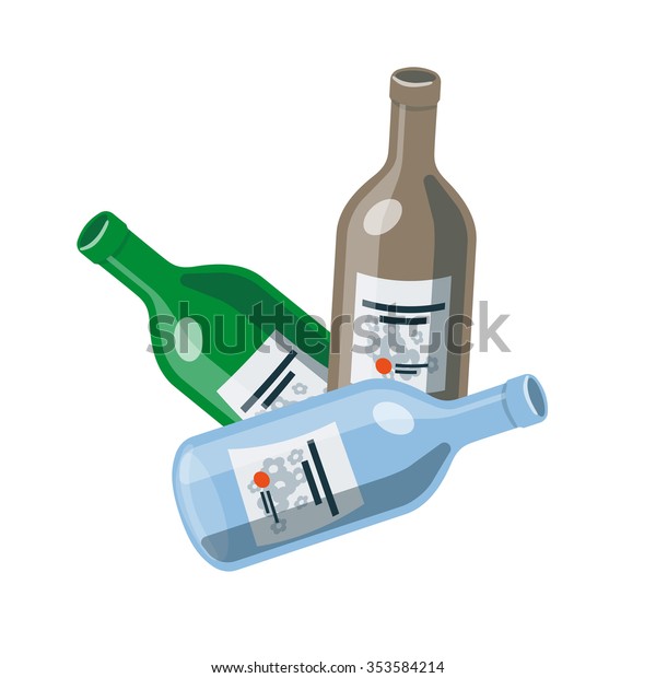 Vector Illustration Isolated Opened Glass Bottles Stock Vector (Royalty ...