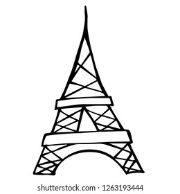 Vector Illustration of Isolated Outline Paris Eiffel Tower for Graphic Design, Template, Background, Icon, and More.