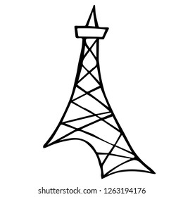 Vector Illustration of Isolated Outline Paris Eiffel Tower for Graphic Design, Template, Background, Icon, and More.