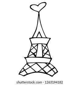 Vector Illustration of Isolated Outline Paris Eiffel Tower for Graphic Design, Template, Background, Icon, and More.