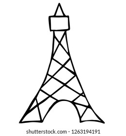 Vector Illustration of Isolated Outline Paris Eiffel Tower for Graphic Design, Template, Background, Icon, and More.