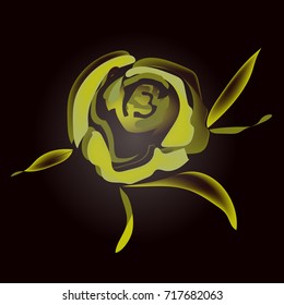 Vector illustration with isolated pattern abstract rose on dark background. Could be used for design of wallpaper, textile, house interiors, postcard, poster.
