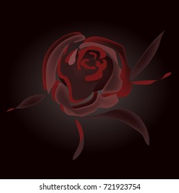 Vector illustration with isolated pattern abstract rose on dark background. Could be used for design of wallpaper, textile, house interiors, postcard, poster.