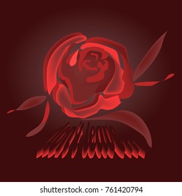 Vector illustration with isolated pattern abstract rose for Valentine's day,Birthday,Wedding on dark background with text Don't leave. Could be used for design of postcard, poster, invitation,sticker.