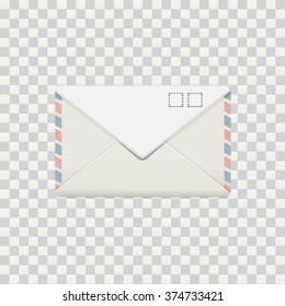 Vector illustration of isolated photo-realistic envelop with stamps mock up on transparent photoshop background EPS 10