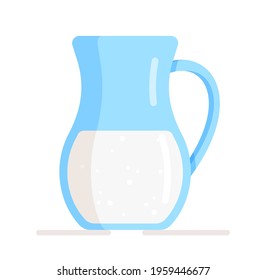 Vector illustration of an isolated pitcher of milk on a white background. a nutrient fluid produced by the mammary glands of female mammals during lactation. 