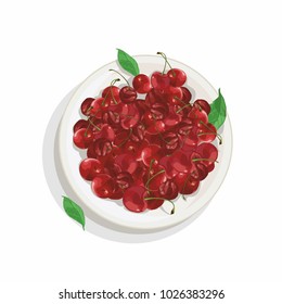 vector illustration of isolated plate with 
 charries 