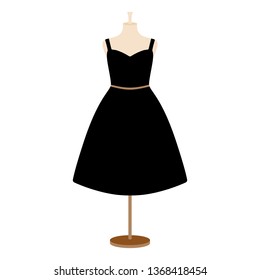 Vector Illustration Of An Isolated Plus Size Dress On A Mannequin.