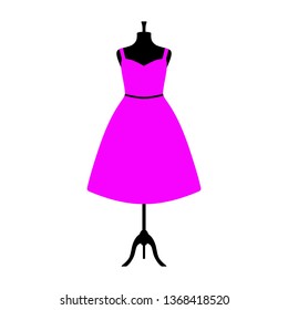 Vector Illustration Of An Isolated Plus Size Dress On A Mannequin.