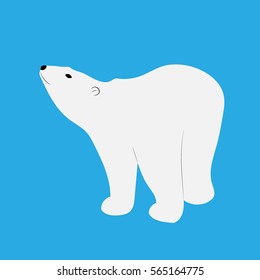Vector illustration of isolated polar bear on blue background. Flat style design.