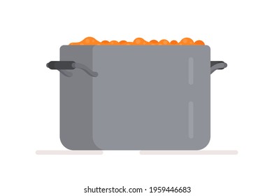 Vector illustration of an isolated pot of borscht or soup. a type of soup based on beets, which gives it its characteristic red color.