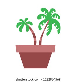 Vector illustration, isolated potted plant, flat style. Can be used as interior element, applicable for bright home decorations leaflets, hygge illustrations etc.