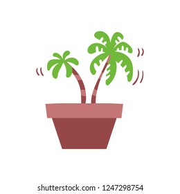 Vector illustration, isolated potted plant, flat style. Can be used as interior element, applicable for bright home decorations leaflets, hygge illustrations etc.