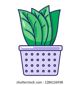 Vector illustration, isolated potted plants on a shelf, flat style. Can be used as interior element, applicable for bright home decorations leaflets, hygge illustrations etc.