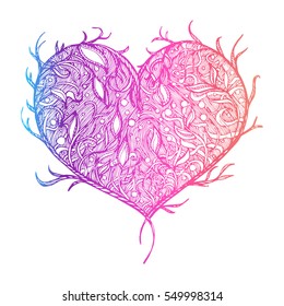 
vector illustration isolated. Print T-shirt, souvenir, textiles. Symbol, Tattoo, love, tree. Handmade, beauty, vintage, modern, bohemian, fashion, heart, core, soul, amour, 
pink, rosy, romance