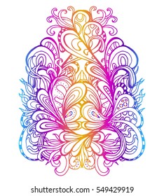 
Vector illustration isolated. Printing on T-shirt, fabric, mugs and souvenirs. Rainbow, acid, LSD, dmt, meditation, psychedelic, narcotic, nature, flowers, pattern. handmade. 60s, trippy, dreamy